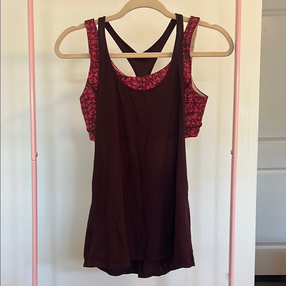 Lululemon Athletica Red Sleeveless Layered Backless Tank Top